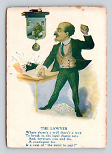Antique Postcard Lawyer Defense Attorney Poem Devil To Pay Retainer Cash 1900-10 picture