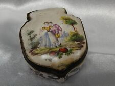 Antique 18th Century Sceaux French Faience Porcelain Hinged Dresser Trinket Box picture