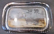 ANTIQUE Clear Glass Photo Souvenir Paperweight from S.S. Amerika Cruise - AS IS picture
