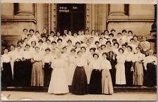 Vintage 1910s RPPC Photo Postcard Large Group of Women on Steps 