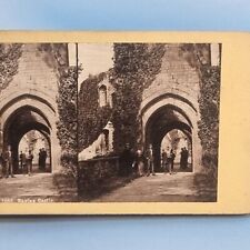 Stereoview Card 3D 1880 Raglan Monmouthshire Wales Victorian Visitor Castle Arch picture