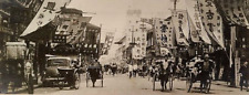 Shanghai China Rickshaws Banners Street Scene Photo 1945 WWII Panorama 10x4 picture