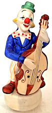 Vtg Sankyo Japan Musical Clown MUSIC BOX Happy Face String Base Porcelain Stripe picture