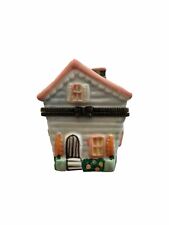 Easter Village Home Sweet Home With Bunny Rabbit  - Porcelain Trinket Box picture