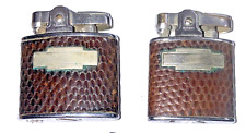 ☛☞LOT of  2 Vintage Ronson “Standard” Leather-Wrapped Snakeskin Lighters💥☜ picture