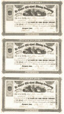 Le Claire Oil and Coal Mining Co. - 1866 dated Uncut Sheet of 3 Stock Certificat picture