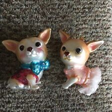 Lot Of 2 Vintage Blown Glass Chihuahua Dog Christmas Ornament picture