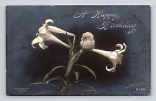 RPPC A Happy Birthday Easter Lily Chick ROTOGRAPH Real Photo Postcard picture
