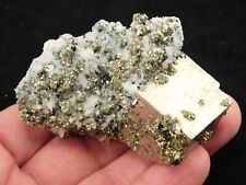 PYRITE Crystal CUBE Cluster with Druzy Quartz From Peru 189gr picture