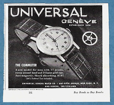 1945 UNIVERSAL GENEVE WATCH AD ~ THE COMMUTER ~ New Model for Men picture
