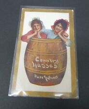 1909 US COUNTRY LASSES IN BARREL TOPICAL GREETINGS POSTCARD picture