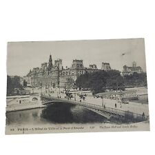 Paris France Postcard The Town Hall & Arcole Bridge Unposted Old Vintage  picture