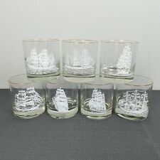 Set of 7 Houze Art Nautical Ship Clipper Maritime Whiskey Rocks Glasses picture