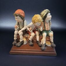 Vintage Duncan Royale Figurine/Statue 3 Boys W/ Suspenders Eating Ice Cream  picture