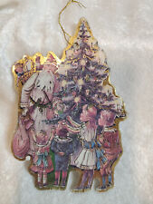 Vintage Christmas Eve  INC 1984 Victorian Christmas with Santa Die Cut Ornament picture