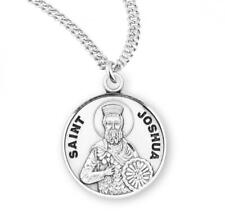 Elegant Patron Saint Joshua Round Sterling Silver Medal Size 0.9in x 0.7in picture