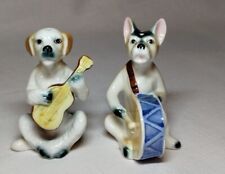 UNIQUE OMNIBUS DOGS PLAYING INSTRUMENTS BEAGLE & BOXER SALT & PEPPER SHAKERS  picture