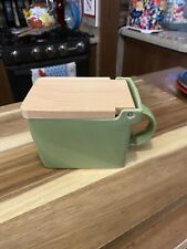 Vintage Bee House Zero Japan Salt Cellar Green With Hinged Wooden Lid picture