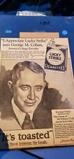 1928 George M. Cohan portrait Lucky Strike  vintage print ad 1 OF A KIND SEALED picture