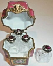 Peint Main Limoges Trinket - Octagonal Footed Chest With Four Perfume Bottles    picture