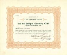 Lu Lu Temple Country Club - Sports Membership Certificate - Sports Stocks & Bond picture