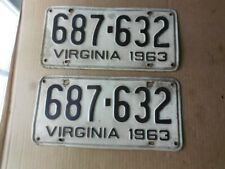 1963 VA Virginia 687-632 License Plate Pair Original Tag Set YOM picture