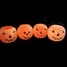 4 Vtg General Foam Plastics Halloween Pumpkins Bucket Blow Mold Jack O Lanterns picture