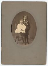 Antique c1900s Large Cabinet Card Adorable Boy & Girl Siblings? New Brunswick NJ picture
