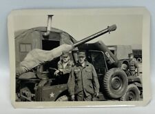 Vtg Found Photo United States Army Jeep With Mounted Weapon Soldiers picture