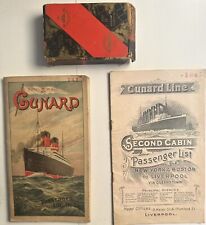 RARE Cunard Line 1906 And 1909 Passenger Log Book + Cunard White Star Cards picture