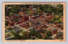 Norwalk OH-Ohio, Aerial Business District, Antique, Vintage Card c1955 Postcard picture