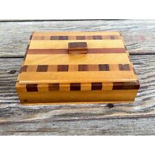 Vintage 1960s Parquet Marquetry Lidded Wood Box MCM picture