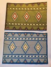 Set Of 2 Antique Tobacco Velvet Felt Navajo Rugs picture