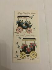 Vintage 1960's Happy Birthday Greeting Card Flower Buggies picture