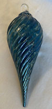 New Hand Blown Glass Ball Christmas Ornament  blue turquoise  picture