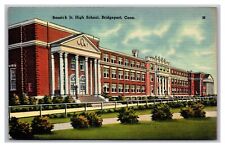 Bridgeport CT Connecticut Bassick Jr. High School Linen Postcard picture
