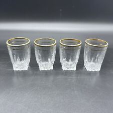 4 RARE Vintage Federal Glass Company Crystal and Gold-rimmed Shot Glasses picture