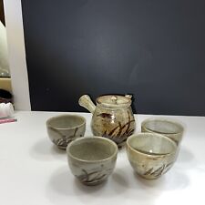 Vintage Japanese Clay Ceremonial Tea Pot & Cups. picture