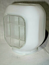 Vintage 1950s White Frosted Glass Light Shade Clear Glass Block Fixture Porch BR picture