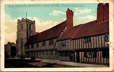 King Edwards School Alms Houses Stratford Avon Antique Postcard UDB PM WOB Note picture