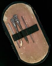 Rare Antique Sterling Manicure / Sewing Kit, File, Cuticle, Bodkin Needles (D) picture