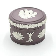 Rare Vintage Wedgwood Lilac Jasperware Lidded Round Small Trinket Box picture