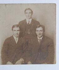 RPPC Three Handsome Brothers Gentleman in Ties Postcard AZO UNP c1904-1918 picture