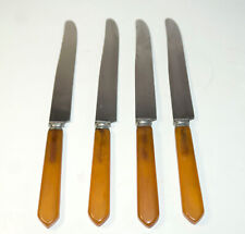 Vintage Butterscotch Bakelite Dinner Knives Lot of 4 Stainless Steel picture