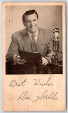 1950 WBSM AUTOGRAPHED DON GILLIS NEW BEDFORD MA LEGENDARY SPORTSCASTER POSTCARD picture
