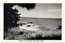 FORT PECK, MT A Boat at the Pines Montana Mini Postcard Miniature 3 x 4.5 1940s picture