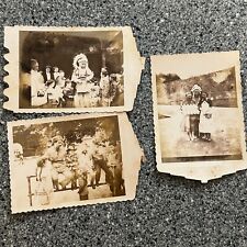 Children Gathering at Event with Native American ~1940s 3 Photos 3x4  picture