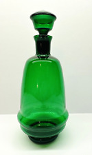 Vintage Emerald Green Glass Decanter With Stopper 9
