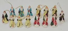 14 Miniature Old World Santas Christmas Tree Village Ornament Lot Hang or Stand picture