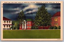 Night View Mars Hill College Campus Gymnasium Center North Carolina VNG Postcard picture